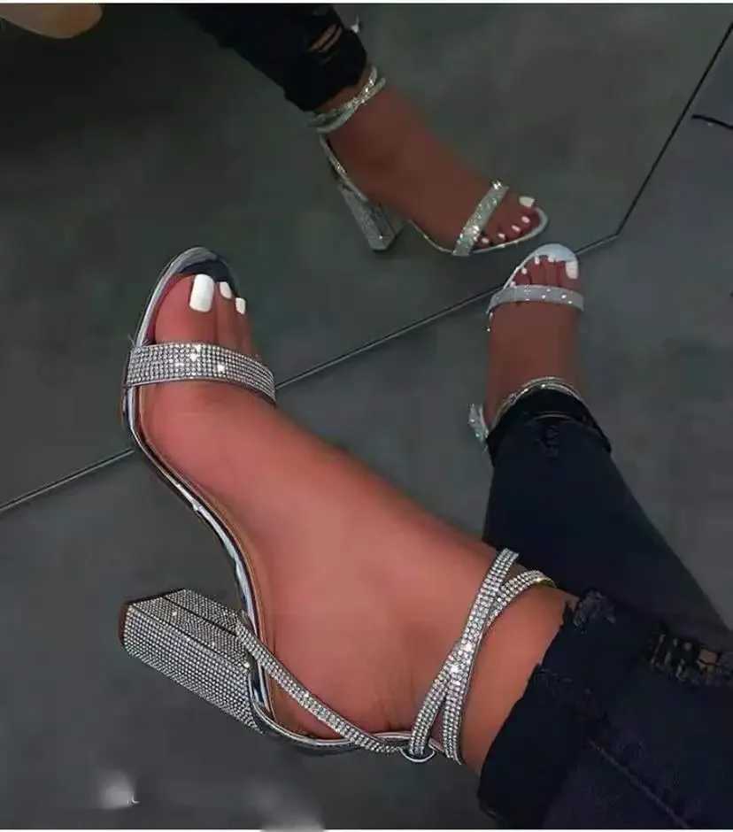 Heel Wen Rhinestone Sexy Transparent High H New Sandals Fem New Summer Party Dress Shoes Ladies Pumps Plus Hot Size Z250121