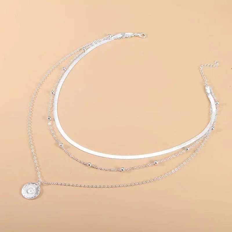 925 Sterling Silver Three-Layer Round Necklace for Women Simple Snake Chain Charm Ball Chain Party Gift Womens ExquisiteJewelryXJ250121