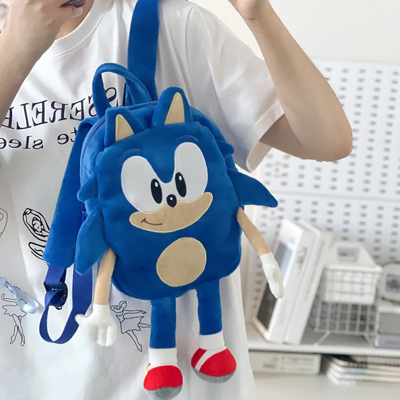 20*24*9cm Super Sonic Backpack Game Anime Plushie Travel Bag Cartoon Soft Plush Kids Schoolbag Toys gift for Children 250118