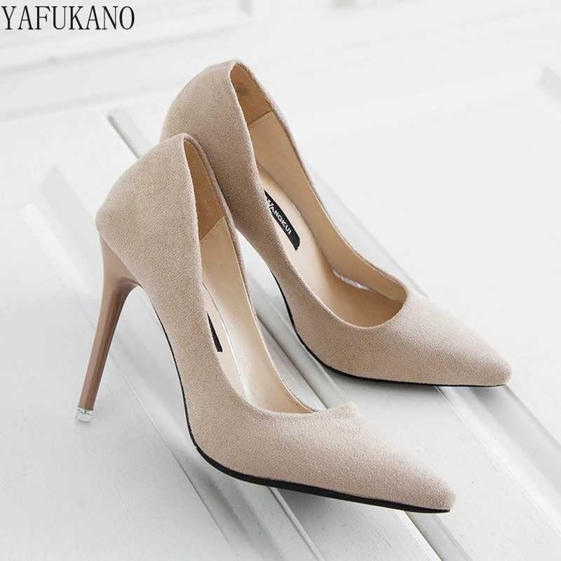 Minimalist Suede Pointed Toe Stiletto hot Shoes Black Career Work Shoe Nude Party Pr Pumps Classic Basic Ladies High H Size 33 Z250121