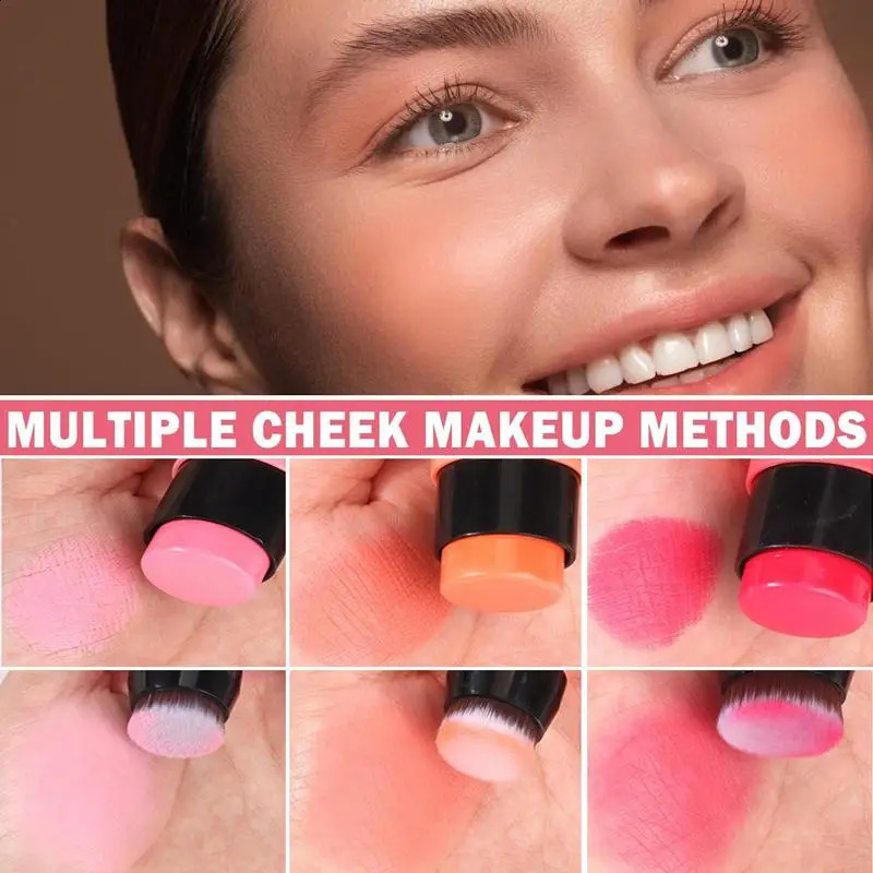 Double-headed Blush With Brush Stick Face Brighten Powder Blusher Peach Orange Creamy Rouge Sticks Makeup 3 Colors 250121