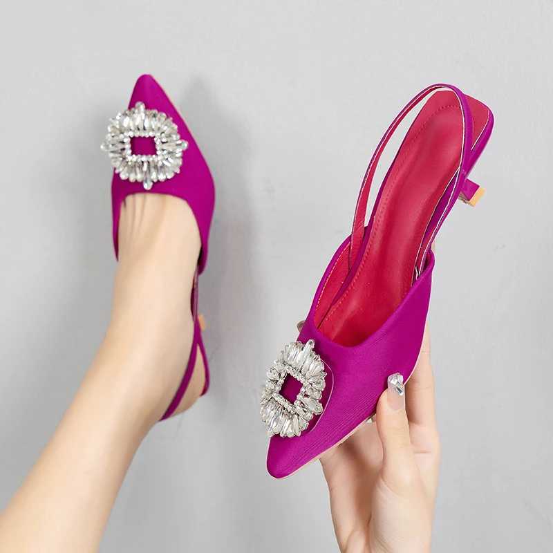 Summer Bride Cfortable Triangle Heeled Party Wedding Shoes 2022 Brand Wen Pumps Crystal Sgback High H Z250121