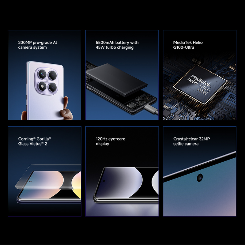 Global Version Xiaomi Redmi Note 14 Pro 4G Smartphone 200MP AI Camera MediaTek Helio G100-Ultra 6.67" 5500mAh