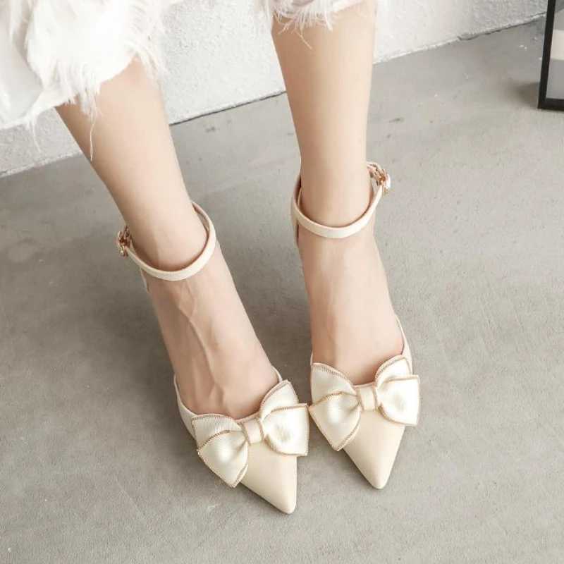 Shoes for Wen 2024 Spring Pointed Toe Wens Pumps Simple and Elegant Dress Shoes White Knot Bridal Wedding Shoes Z250121