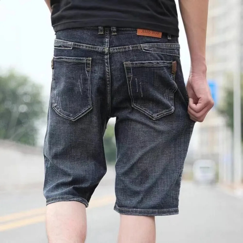 Invisible Open Crotch Outdoor Sex Denim Shorts Mens Summer Casual Five Points Pants Straight Durable Elastic Trousers Breeches 250118