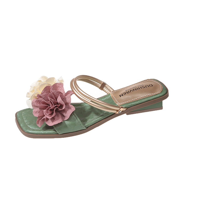 Women Slippers Fashion French Retro wer Design Outdoor Wear Triple Beige Green Champagne hot Free shipping
