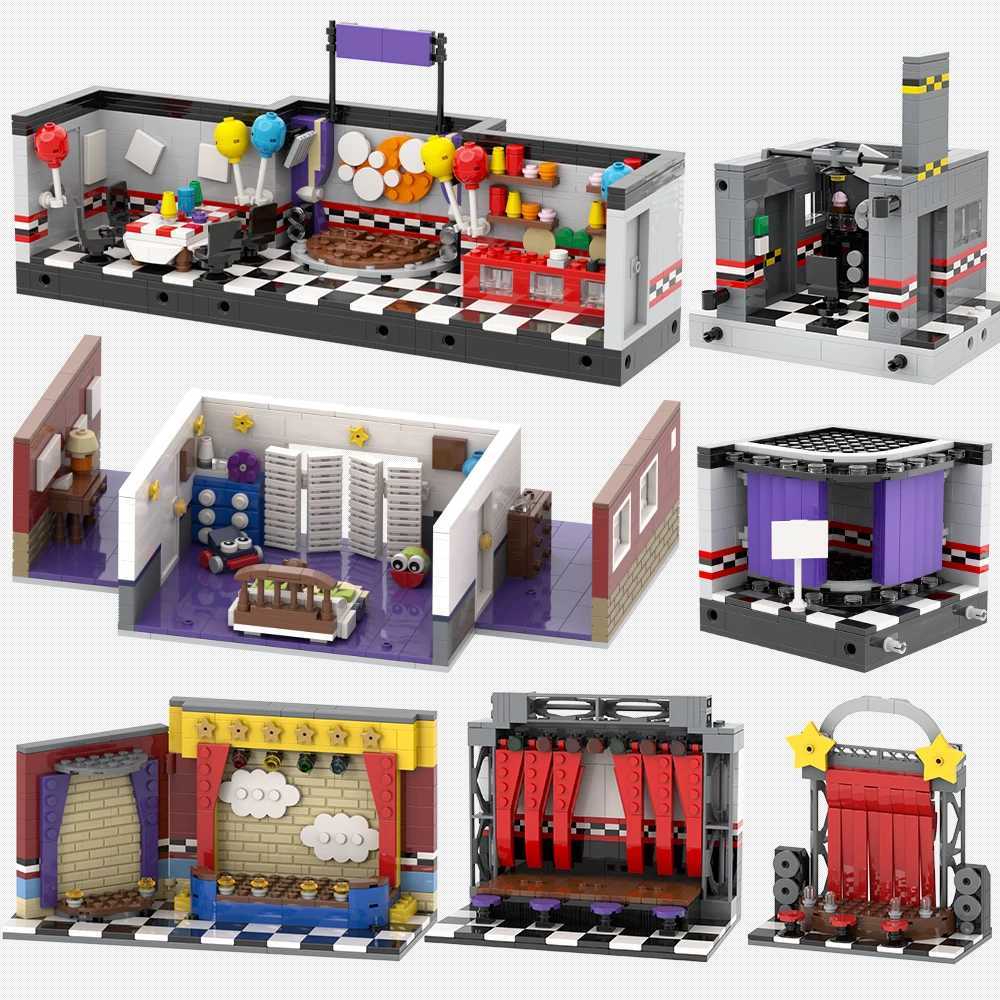 MOOXI Horror Game Set MOC Bricks Movie Scenes Bear Action Figures Building Blocks Kids Education Toys For Children Birthday Gift W250115
