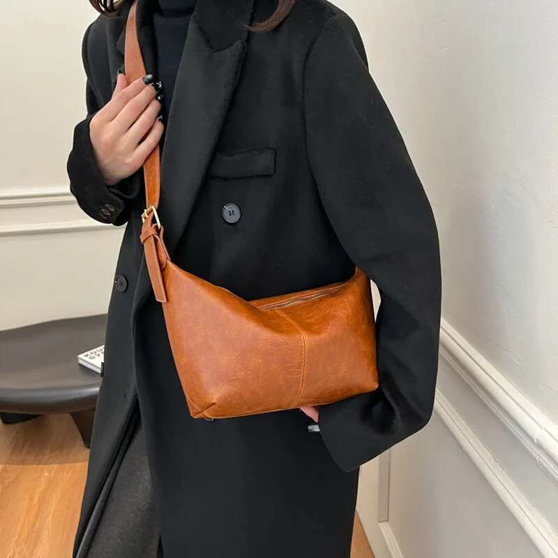 Small PU Leather Crossbody Bags Lady Vintage Hobo Shoulder Bag for Women 2025 Winter Y2K Fashion Handbags