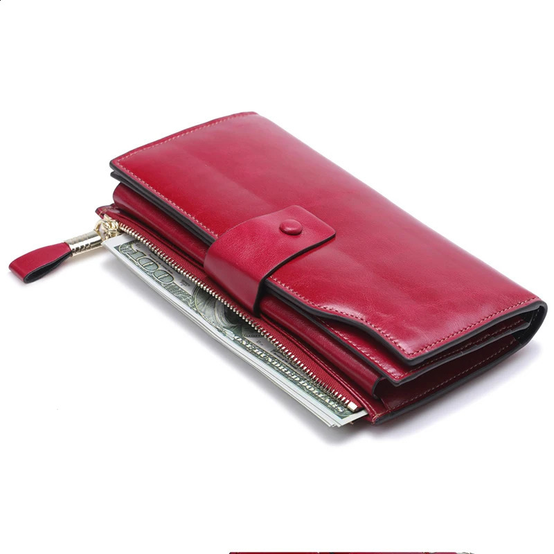 Women Genuine Leather Wallets Female Zipper Purses Big Capacity Woman Purse Ladies Long Hasp Wallet Clutch Coin Card Holders 250118