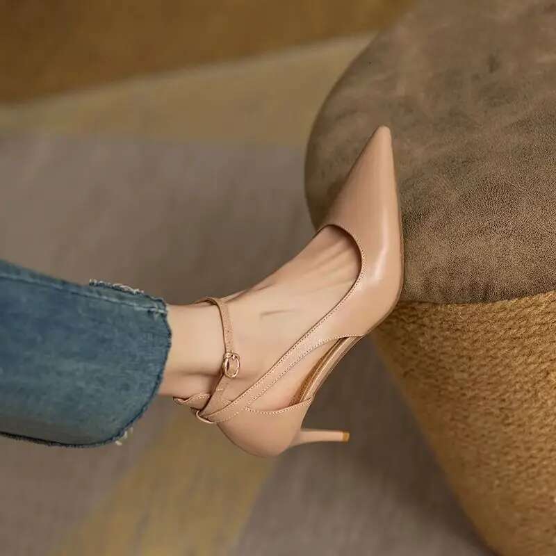 Women 2025 Spring Solid Colors Pointed Medium Heels Fashion Elegant Casual Shoes Party Sandals Pumps Talon atos