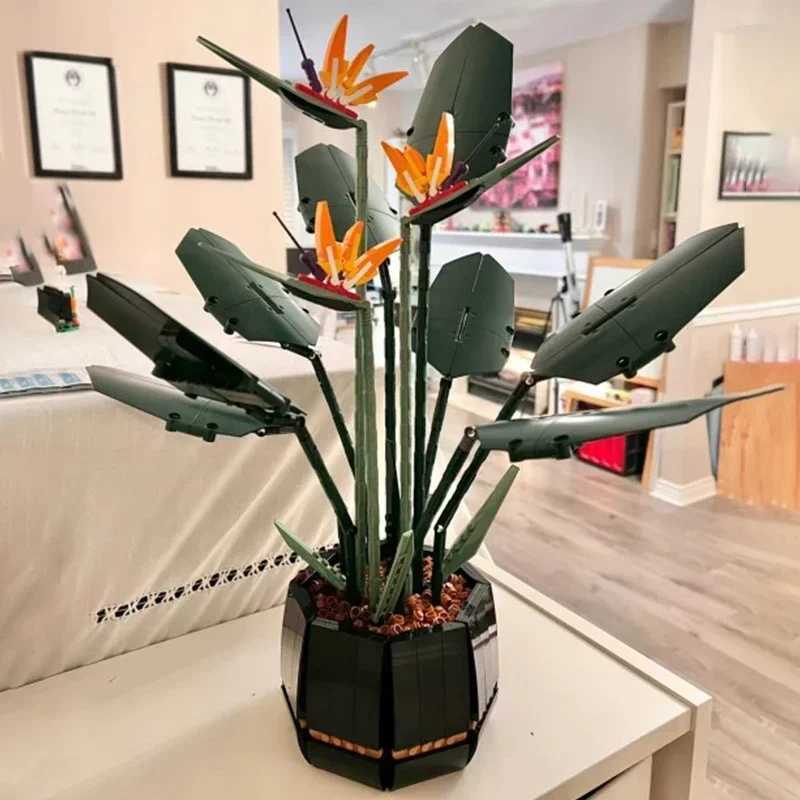 1173pcs New 10289 Bird of Paradise Bouquet Rose Building Block Bricks Potted Illustration Birthday Christmas Gifts for Kids W250115