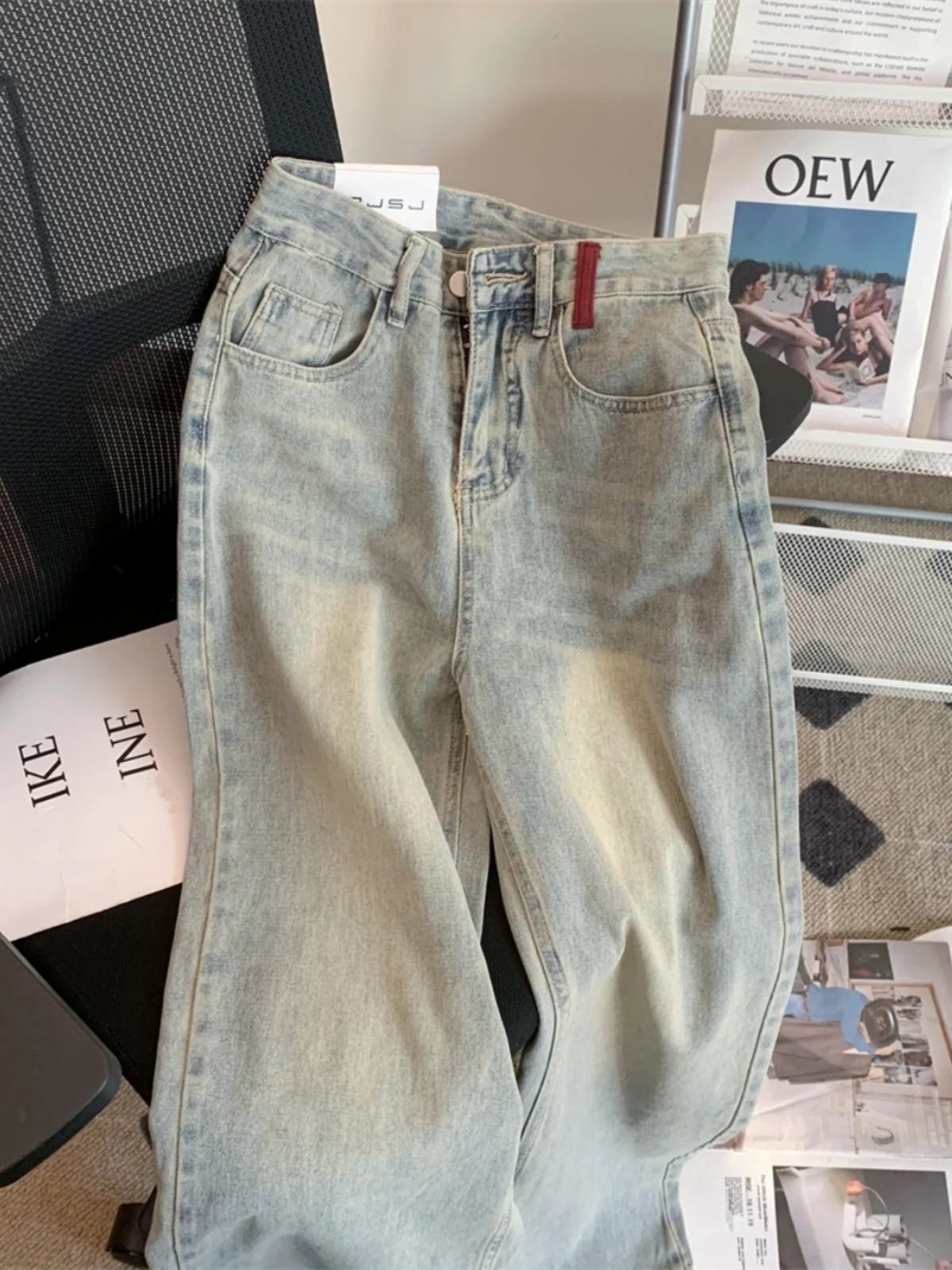 Harajuku Vintage High Waist Loose Jeans Womens Street Casual Trashy Style Pants Summer Y2K Wide Leg Baggy Denim Trouser 250113