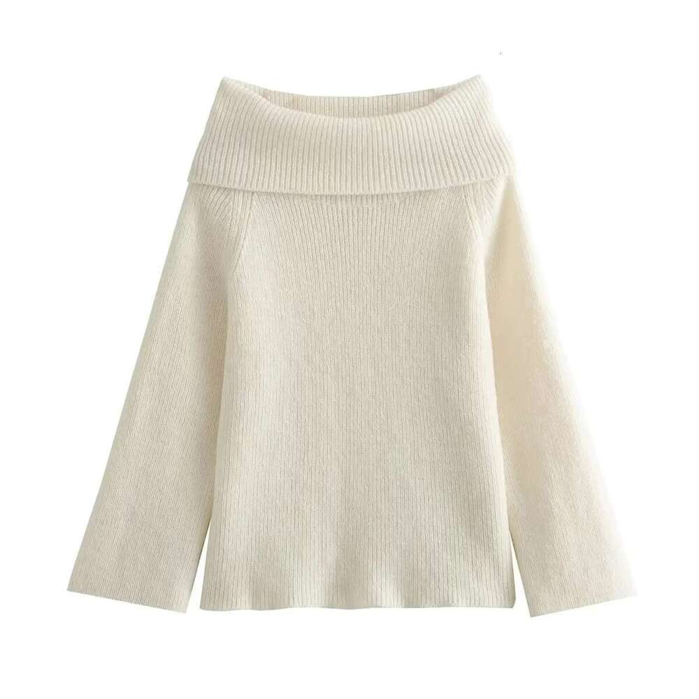 hoodie Women's Wear TRAFZA Women Fashion Solid Off Shoulder Long Sleeve Knitted Pullover Sweater Autumn Female Casual Knitwear Chic Top jacket