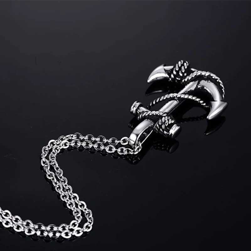 2023 Retro Anchor Cross Jesus Pendant Necklace Gold/Silver Color Classic Chain Necklace For Men Stainless Steel Jewelry GiftsXJ250121
