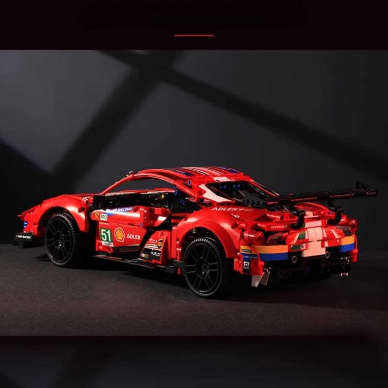 Technical Ferrari 488 GTE Building Blocks Performance Supercar Assembled Model Car Toy Kids for Christmas And Birthday Gifts W250115