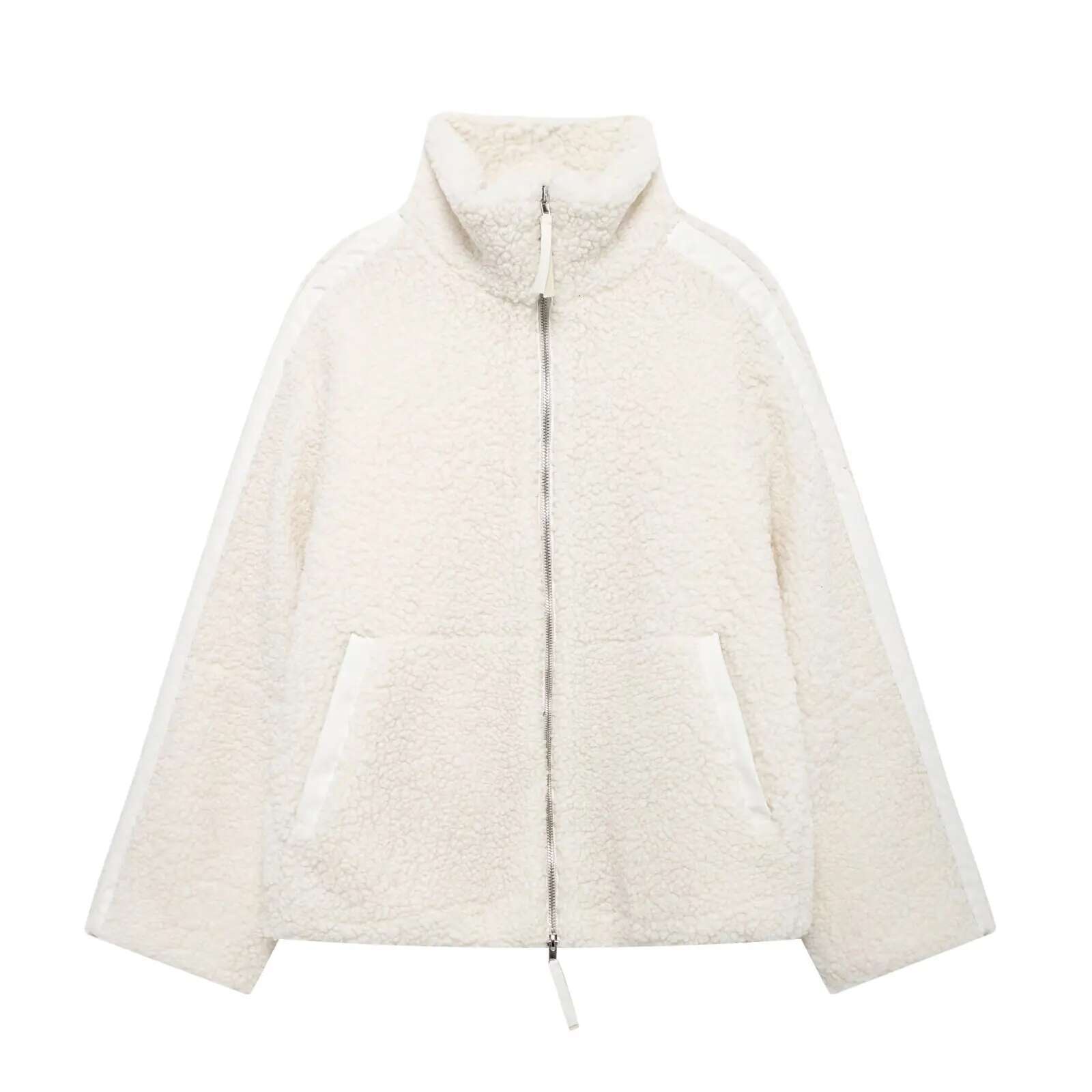 European American Style New Fashion Simple And Versatile Stand-Up Collar Zipper Loose Casual Sherpa Jacket