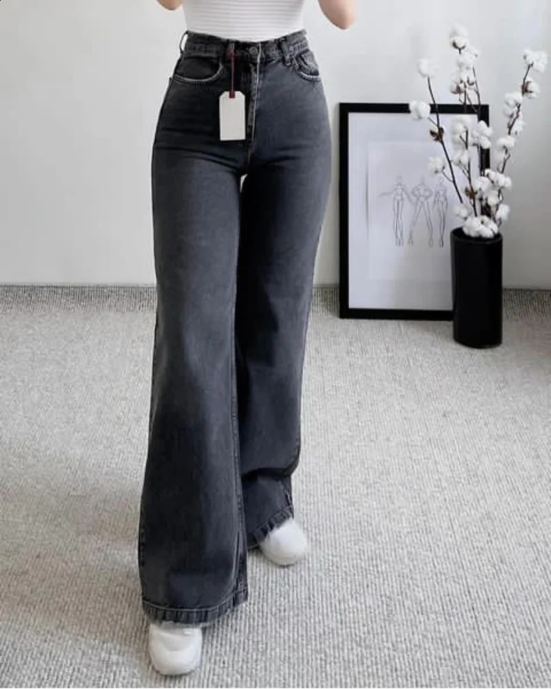 High Waisted Jeans Woman Street Hip Hop Vintage Washed Baggy Jeans Women Clothing Casual Wide Leg Versatile Pants Women Jeans 250113