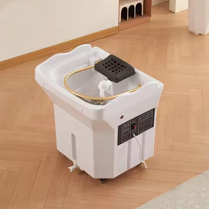 HengChi Hot Sale Beauty Salon 60L Water Tank Salon Furniture Portable Adjustable Height Washing Hair Bowl Shampoo Basin Sink