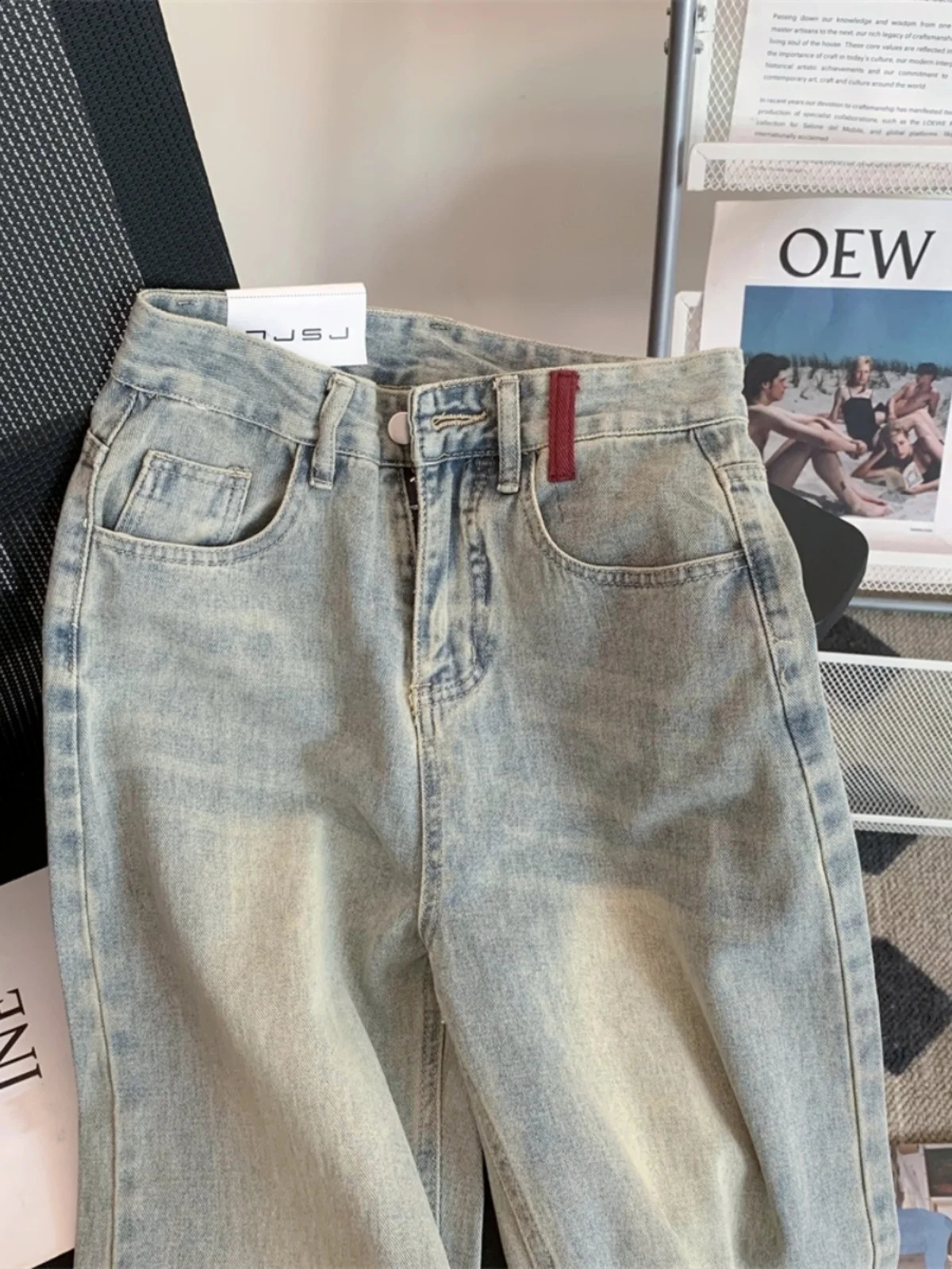 Harajuku Vintage High Waist Loose Jeans Womens Street Casual Trashy Style Pants Summer Y2K Wide Leg Baggy Denim Trouser 250113