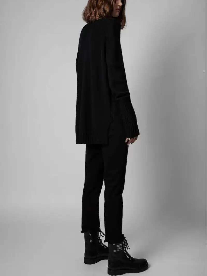 100% Cashmere Women Turtleneck Sweater 2022 New 2 Colors Letter Jacquard Casual Long Sleeve Female Jumper Tops For Autumn Winter
