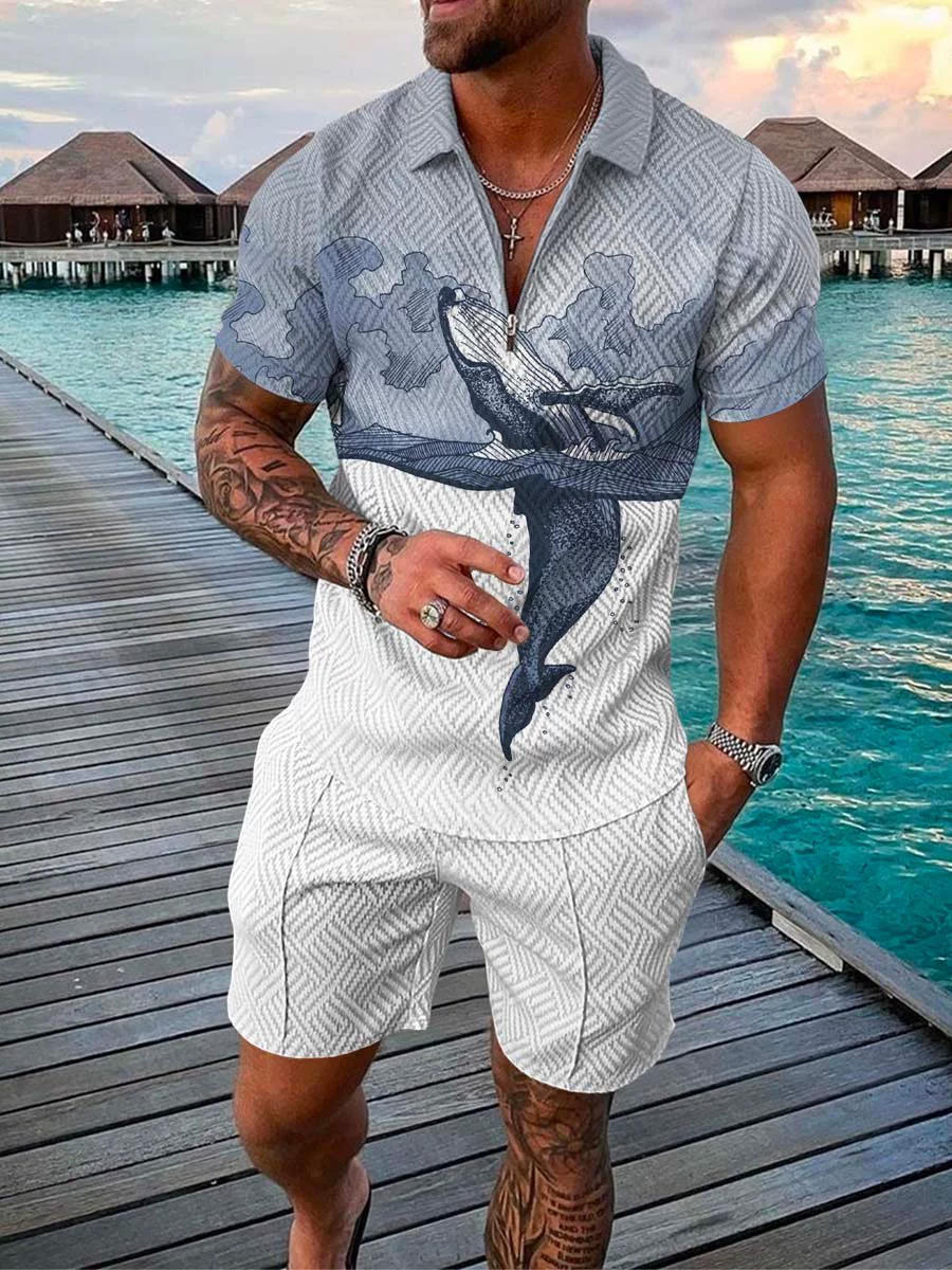 New Arrival Two Piece Set for man polo Clothing tracksuit Polo Shirts Sets Summer Casual Golf T-shirt Shorts Suits Print Fashion Male Street Outfits t