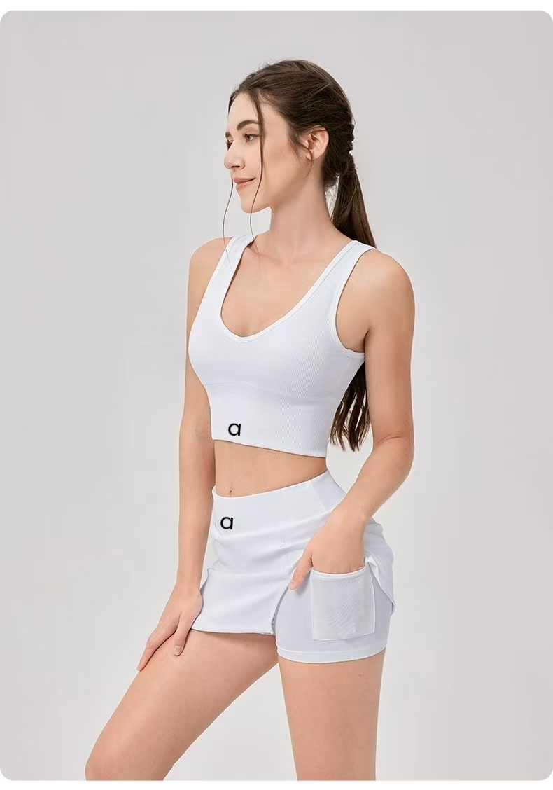 A12118+12429 Womens Yoag Two Piece Set 2 Pieces Vest Tennis Skirts Set High Elastic Sports Quick-Drying Fitness vest Gym Tracksuit
