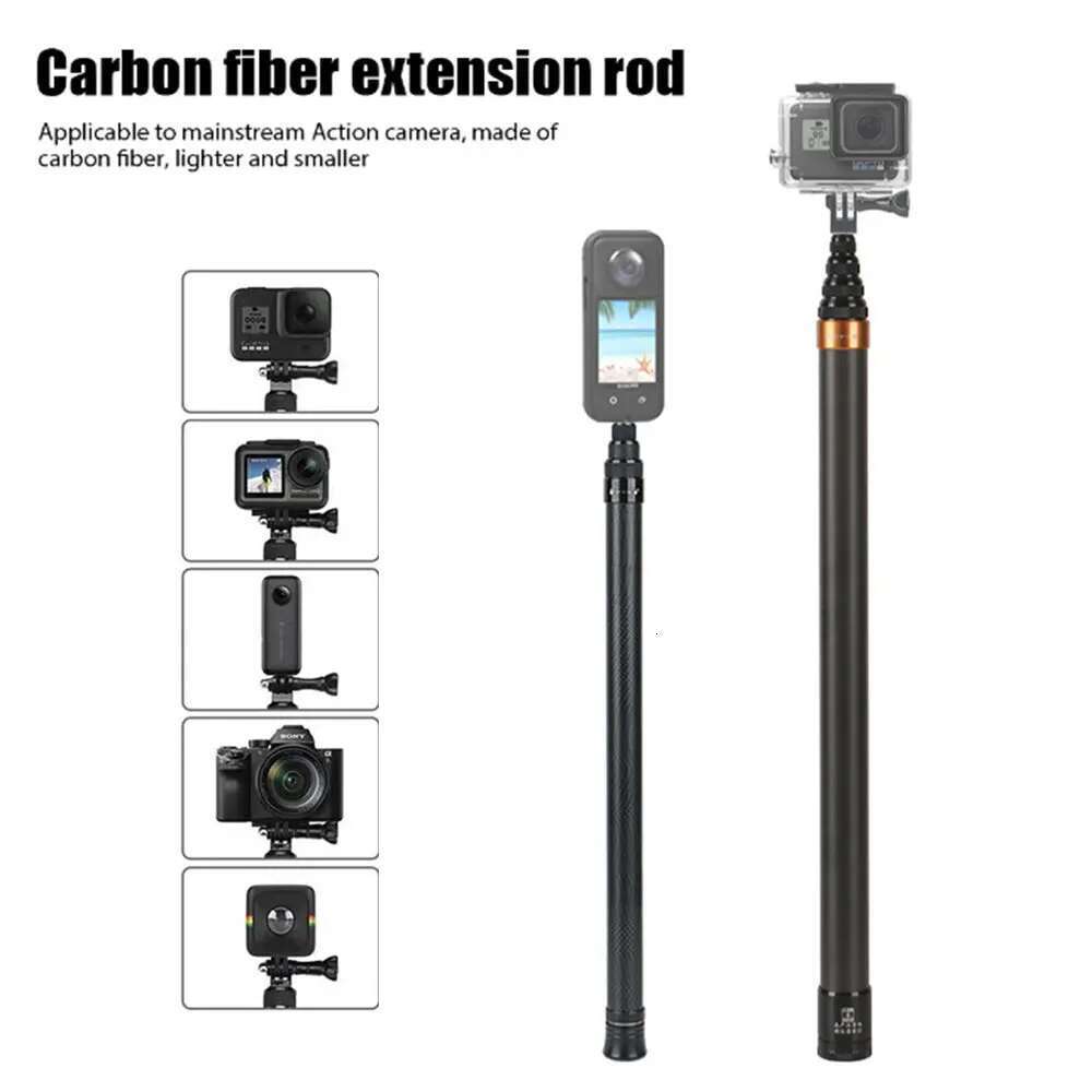 300CM Super Long Carbon Fiber Invisible for Insta360 X3 /Action 3 /GoPro 12 11 10 9 8 Sports Camera Selfie Stick