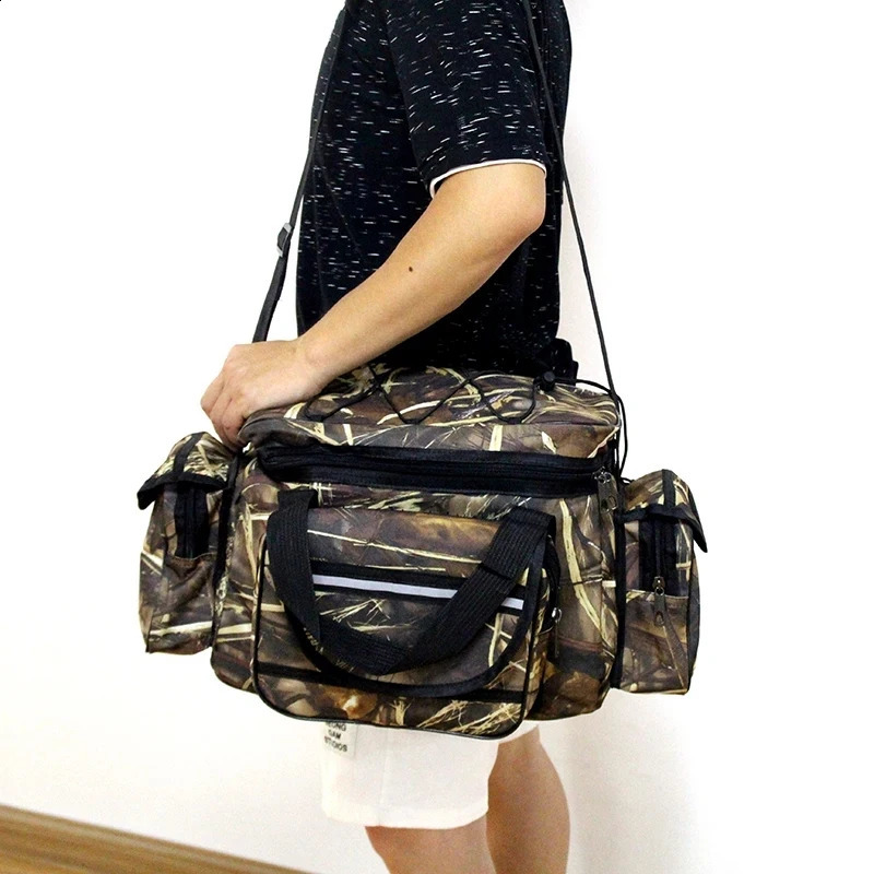50*30*25cm Waterproof Fishing Bag Nylon Large Capacity Multi-Purpose Fishing Tackle Bag Two-Layer Outdoor Shoulder Bags 250120