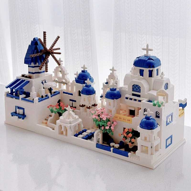 Free shipping 4310pcs Santorini Building Blocks Set Love Sea Architecture Model MOC Bricks DIY Adult Kids Assembly Toys Birthday Gifts