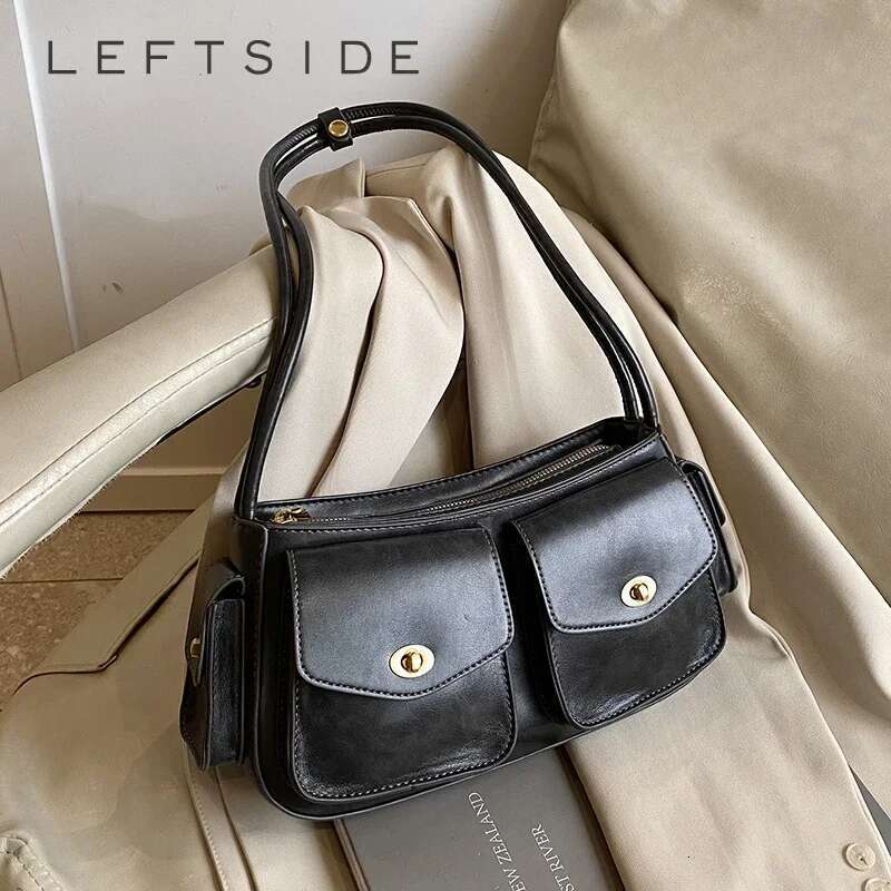 Small PU Leather Double Pockets Crossbody Bags for Women 2025 Y2K Ladies Shoulder Bag Females Handbags and Purses