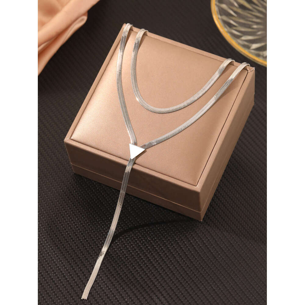 Jewelry hip-hop minimalist snake bone collarbone choker French niche metal chain necklace