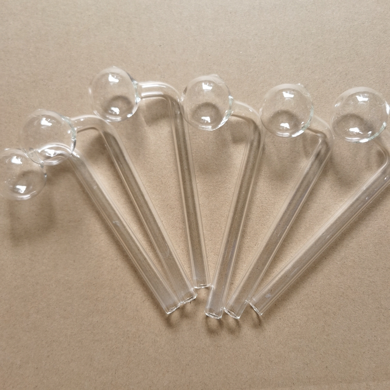 5pcs 4.8 Inch Curved Glass Oil burners ,30mm Big Ball Glass Bong Water Pipes ,12cm Clear 90 degree bent Glass transparent Oil Burner Tube Burning Great tubes Nail tips