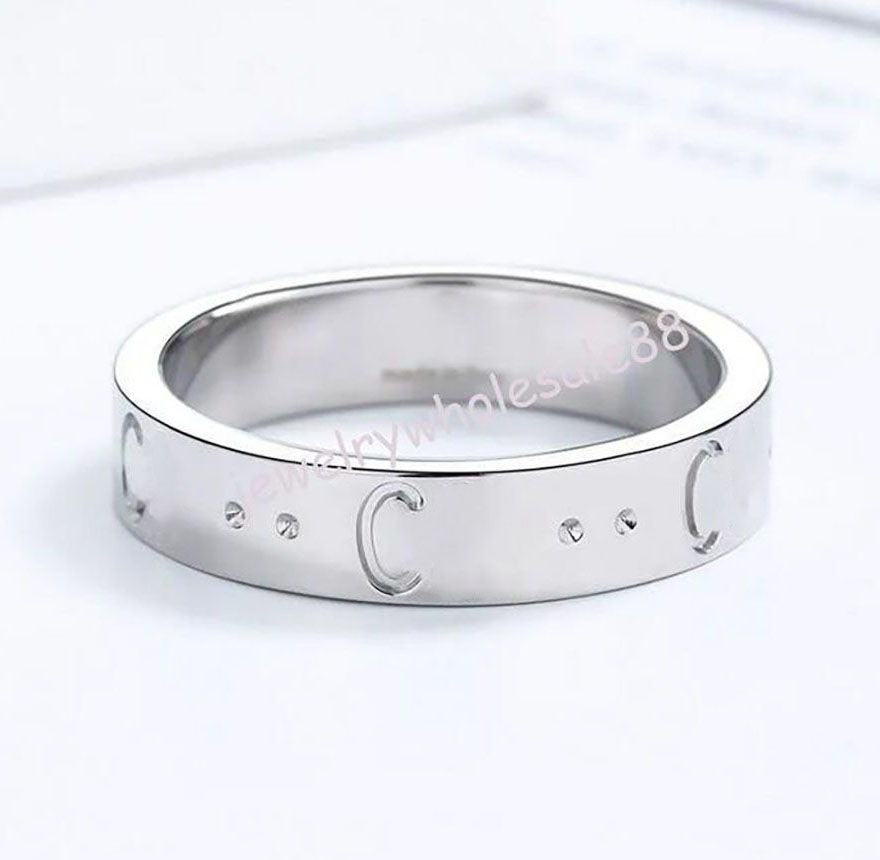 Classic luxury designer ring women men Titanium steel Bague letter rings Gold Silver Rose Gold Plated Stainless Steel jewelry gift