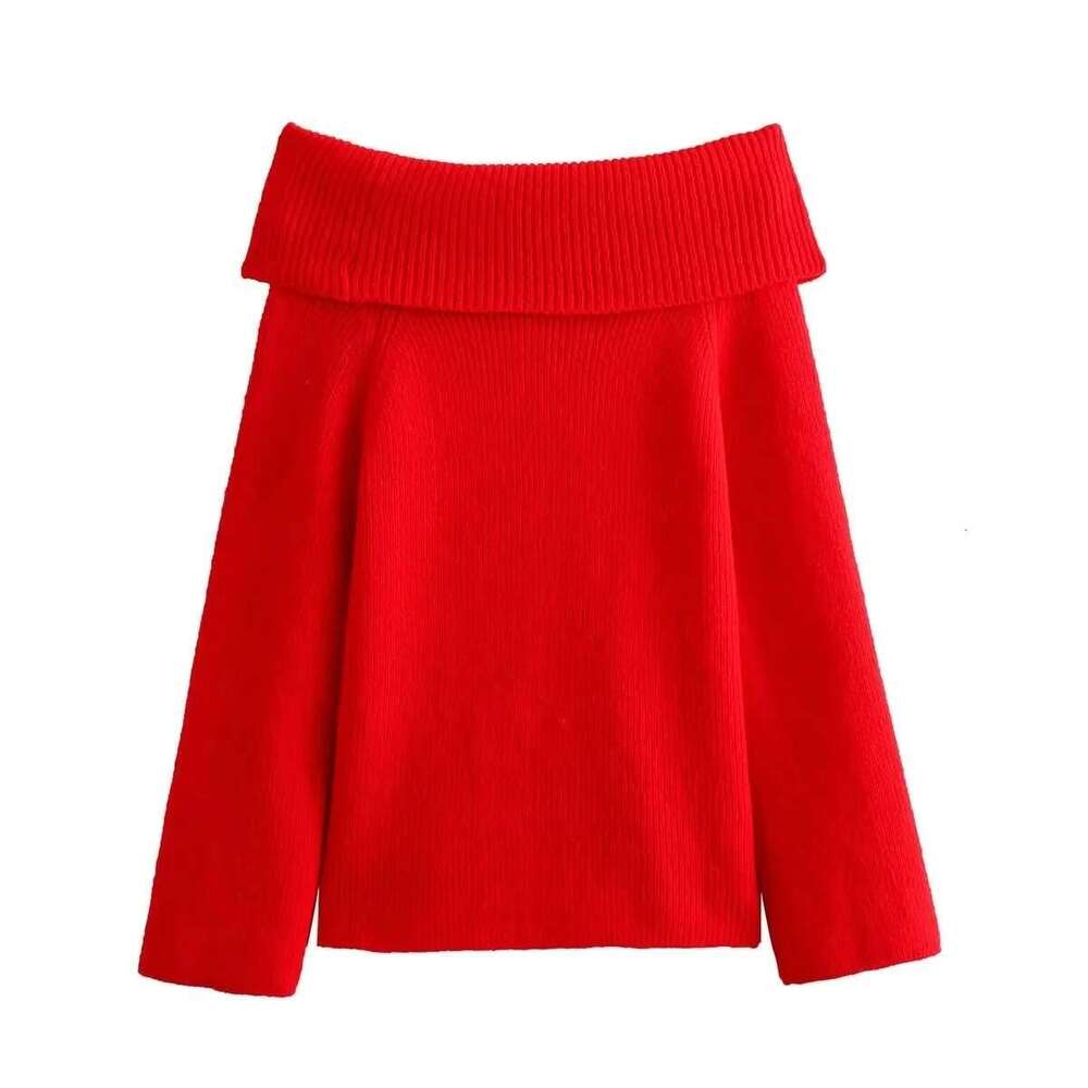 hoodie Women's Wear TRAFZA Women Fashion Solid Off Shoulder Long Sleeve Knitted Pullover Sweater Autumn Female Casual Knitwear Chic Top jacket