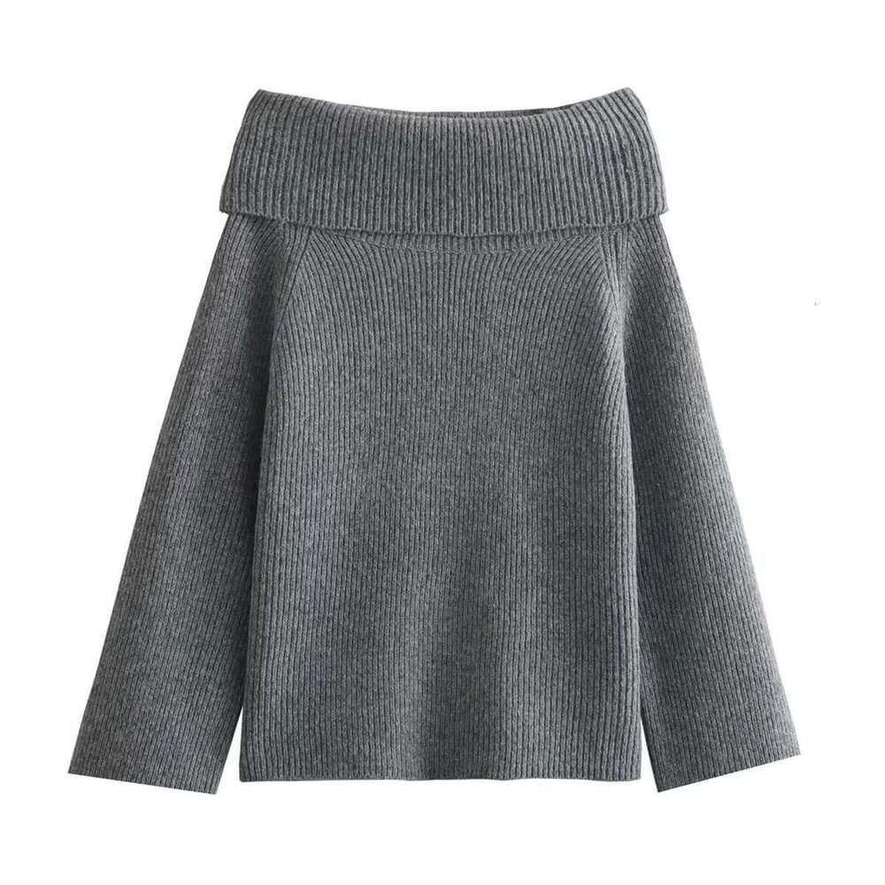 hoodie Women's Wear TRAFZA Women Fashion Solid Off Shoulder Long Sleeve Knitted Pullover Sweater Autumn Female Casual Knitwear Chic Top jacket