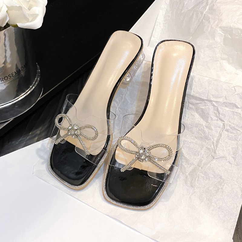 Women Slippers NEW Bow Design Fashion Fairy Style High Heel New Trendy Triple Black Beige Free shipping