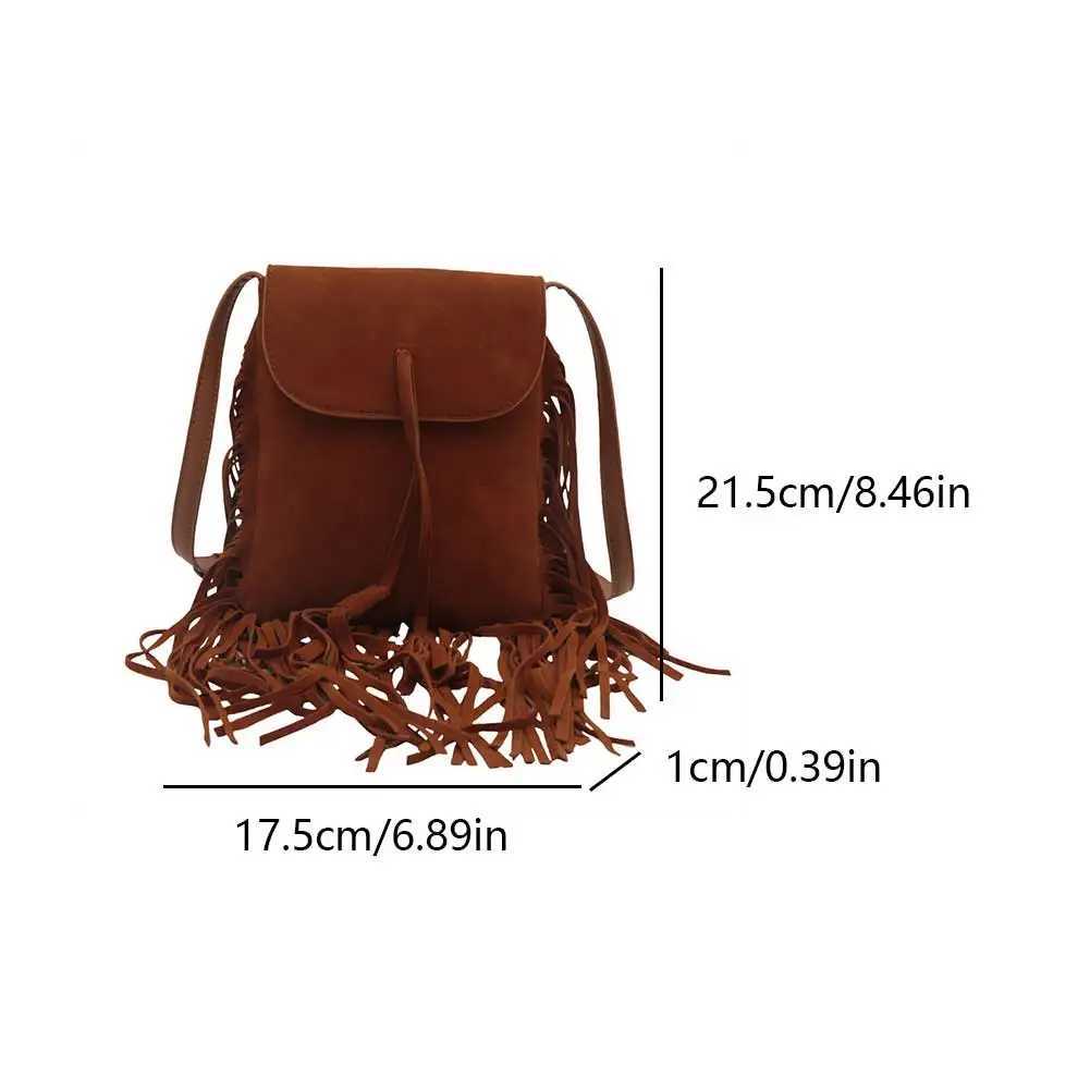 Women Vintage Messenger Bag Large Capacity Suede Retro Tote Handbag Adjustable Strap Fringe Satchel Bag Female Shopping BagC250121