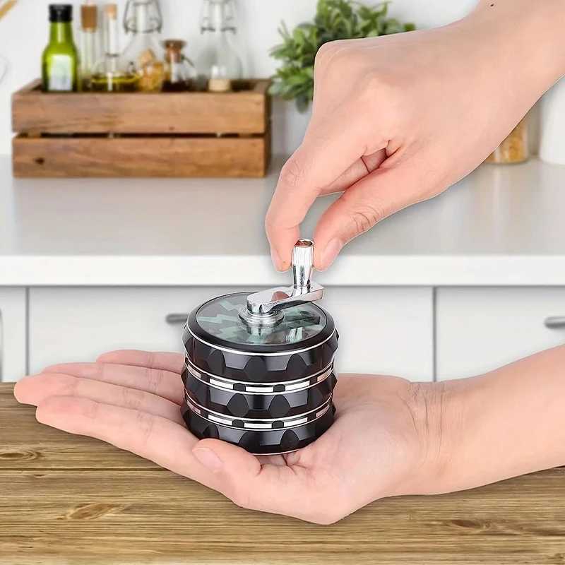 63mm manual crank 4-layer high-quality zinc alloy herb grinder herb grinder tobacco smoking tool and traditional crusher W250121