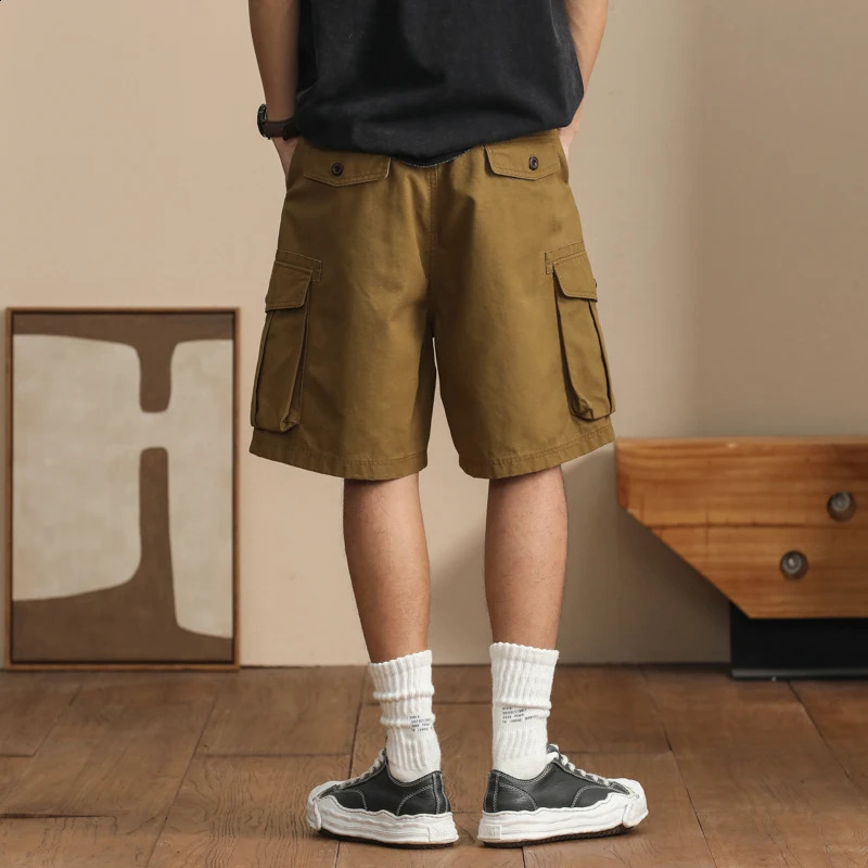 Summer street mens work shorts High-end combed cotton loose fit knee-length pants Multi-pocket model stretch casual pants 250117