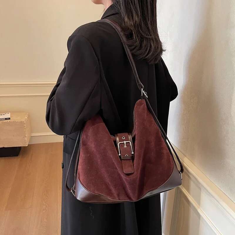 Faux Suede Underarm Bags for Women 2025 Spring Y2K New Shoulder Crossbody Bag Females Handbags and Purses