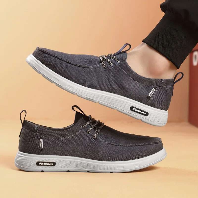 New Men's Canvas Lightweight Fashion Breathable Mesh Sports Casual Men Vulcanized Shoes Classic Slip on Flat Loafer