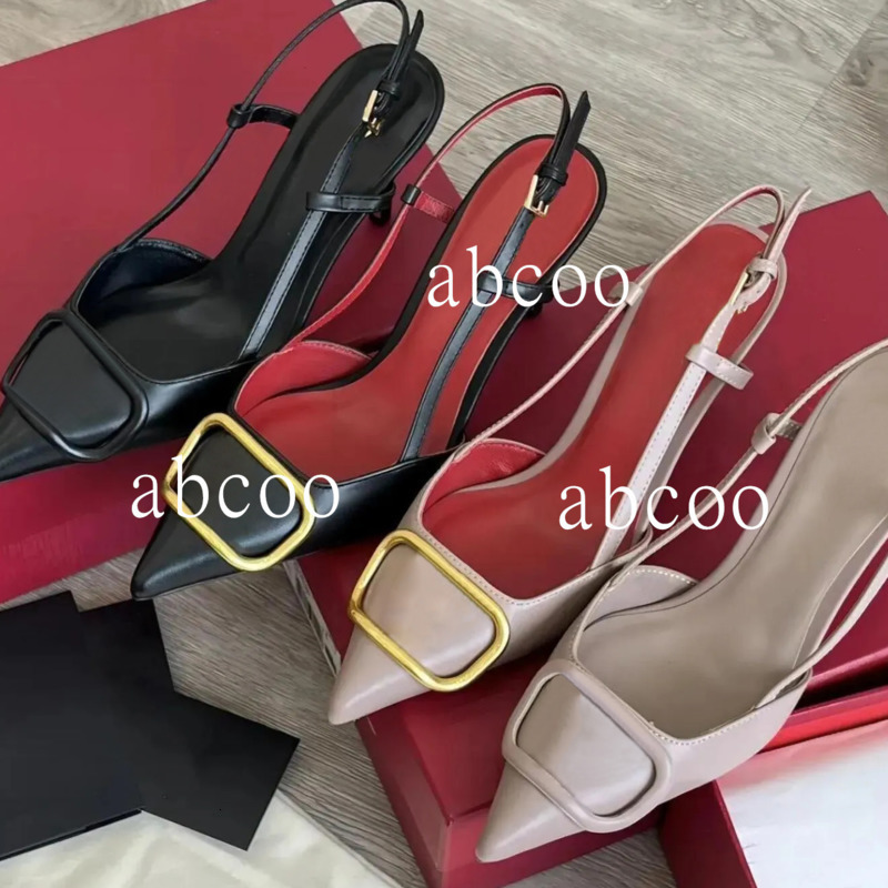 Designer Sandals High Heels Womens Summer Shoes Pointed Toe Pumps Nude Black Matte Thin Heel Party Wedding size 35-42