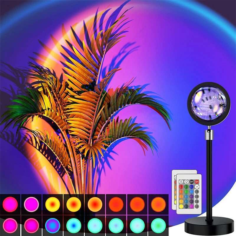 16 couleurs RVB USB Sunset Phone mobile Mobile auto LED Rainbow Neon Night Light Projecteur Pographie lampe murale
