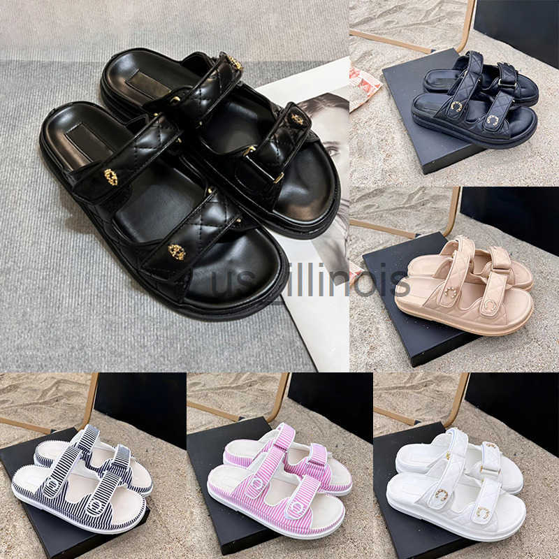 Slippers Designer Dad Sandals women grandad sandal Beh Slippers magics tape Straps Quilted Flat Women Slides Indoor Outdoor Slide Slipper Platform Wome J250121