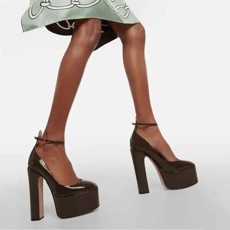 European And American High Heels, Thick Soled Buckle Strap, Show Single Shoes, Women's Fashion Banquet, Mary Jane Shoes