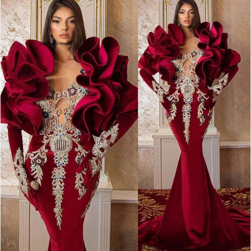 Mermaid Bury Prom Dresses Lace Beaded Rhies Veet Evening Formal Party Second Birthday Engagement Gowns Plus Size Dress For Special Ocns