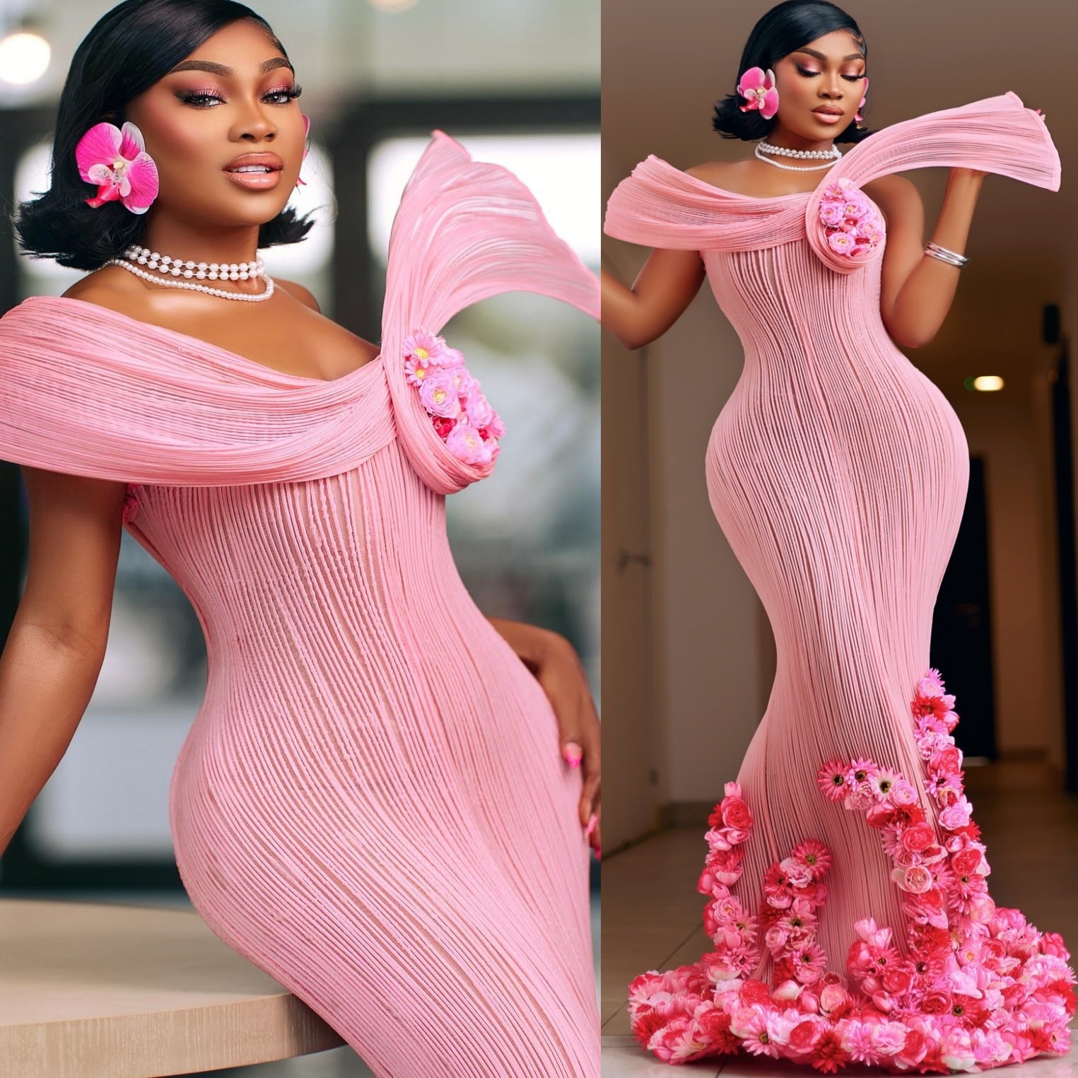 Aso Ebi Pink Mermaid Prom Dresses 2025 wers Illusion Stylish Evening Formal Party Second Birthday Engagement Gowns Plus Size Dress For Special Ocns