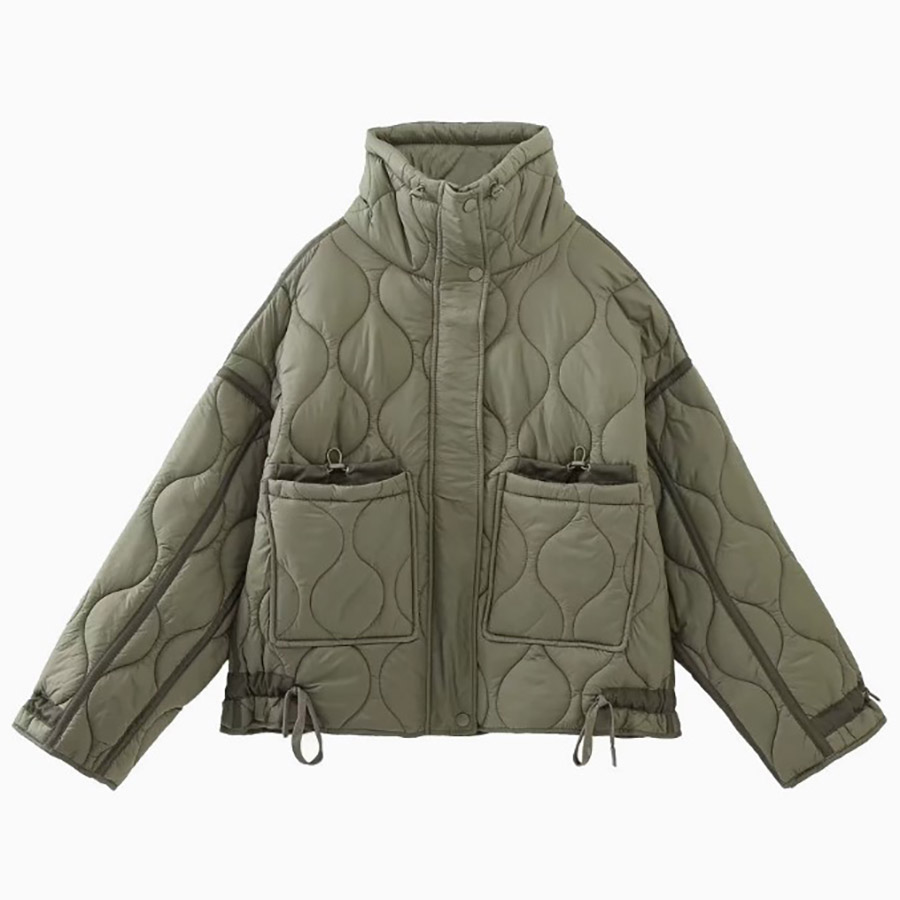 Women's Jackets Women Lightweight Quilted Jacket Solid Color Long Sleeve Stand Collar Zipper Puffer Coat Winter Down Outerwear
