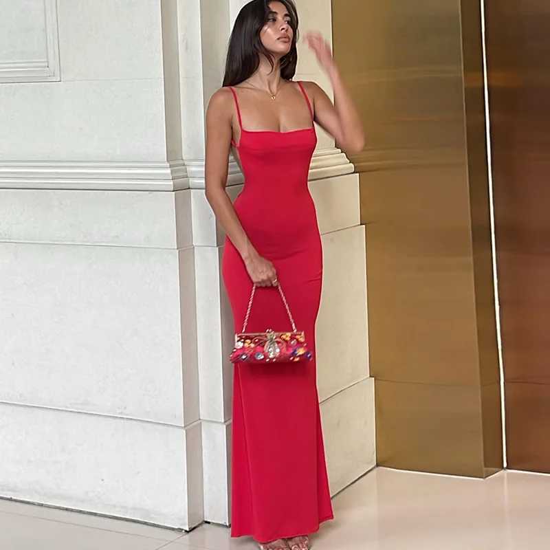 Basic Casual Dresses CAKULO 2024 Spring Solid Slveless Backless Elegant Sexy Bodycon Y2K Maxi Prom Dress Women Clothes Birthday Party Casual Y2K H2521