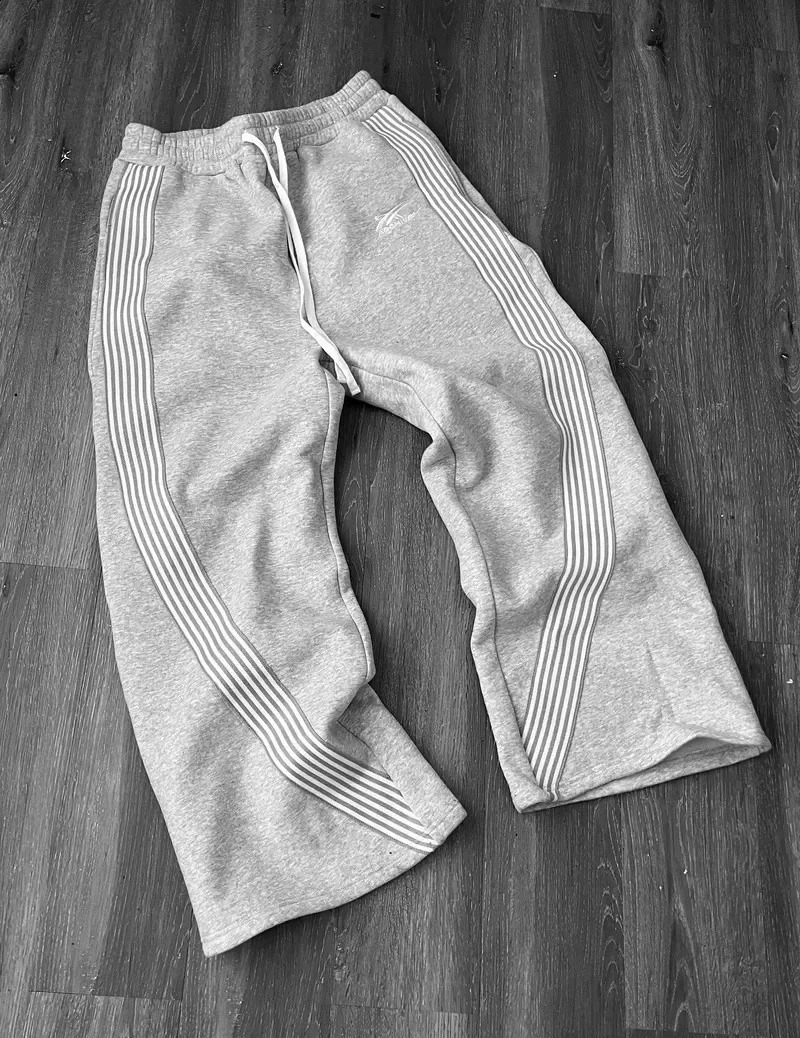 Y2K Striped Wide Legs Sweatpants Men Women Harajuku Letter Graphic Embroidered Trousers Gothic Casual Gray Trousers Track Pants 250116